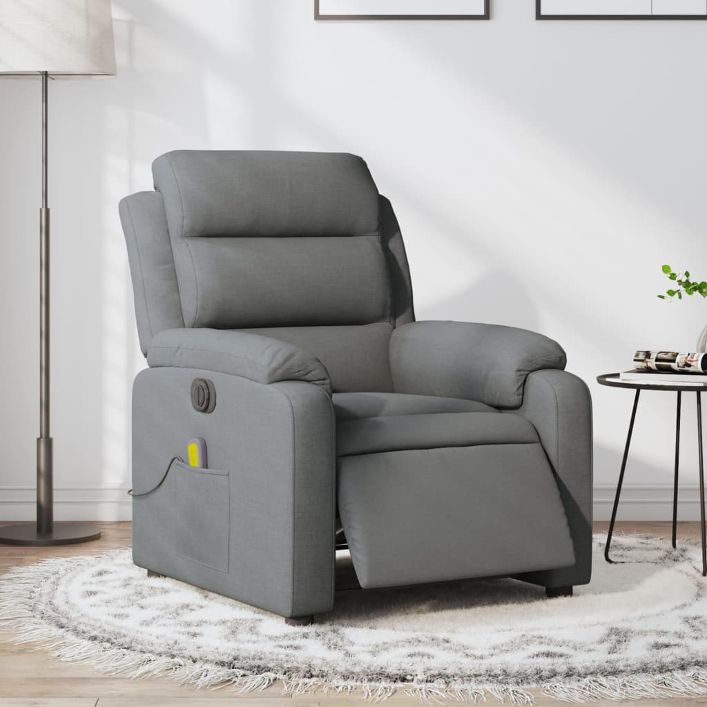 vidaXL Electric Massage Recliner Chair Dark Gray Fabric-7