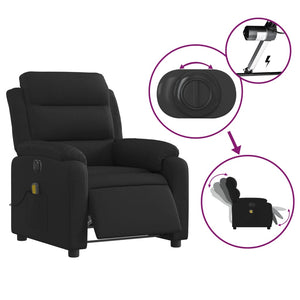 vidaXL Electric Massage Recliner Chair Black Fabric-3