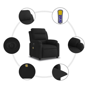 vidaXL Electric Massage Recliner Chair Black Fabric-5