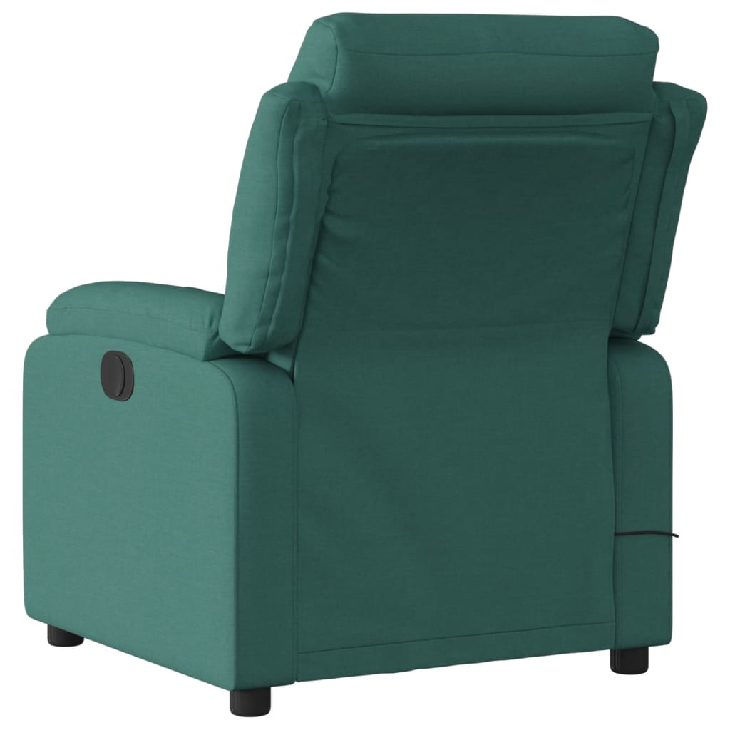 vidaXL Electric Massage Recliner Chair Dark Green Fabric-2