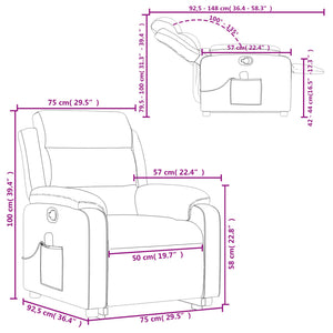 vidaXL Stand up Massage Recliner Chair Light Gray Fabric-8