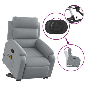 vidaXL Stand up Massage Recliner Chair Light Gray Fabric-2