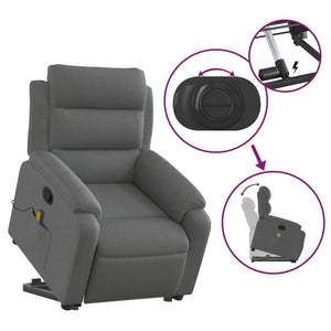 vidaXL Stand up Massage Recliner Chair Dark Gray Fabric-3