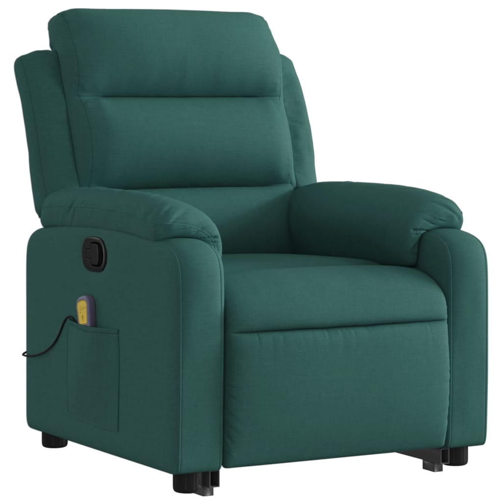 vidaXL Stand up Massage Recliner Chair Dark Green Fabric-1