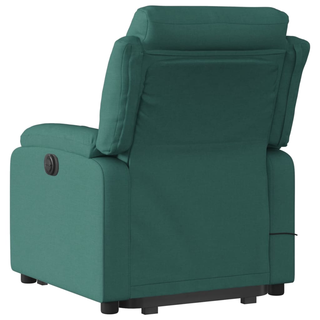 vidaXL Stand up Massage Recliner Chair Dark Green Fabric-2