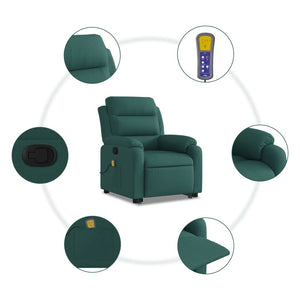 vidaXL Stand up Massage Recliner Chair Dark Green Fabric-5