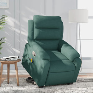 vidaXL Stand up Massage Recliner Chair Dark Green Fabric-0