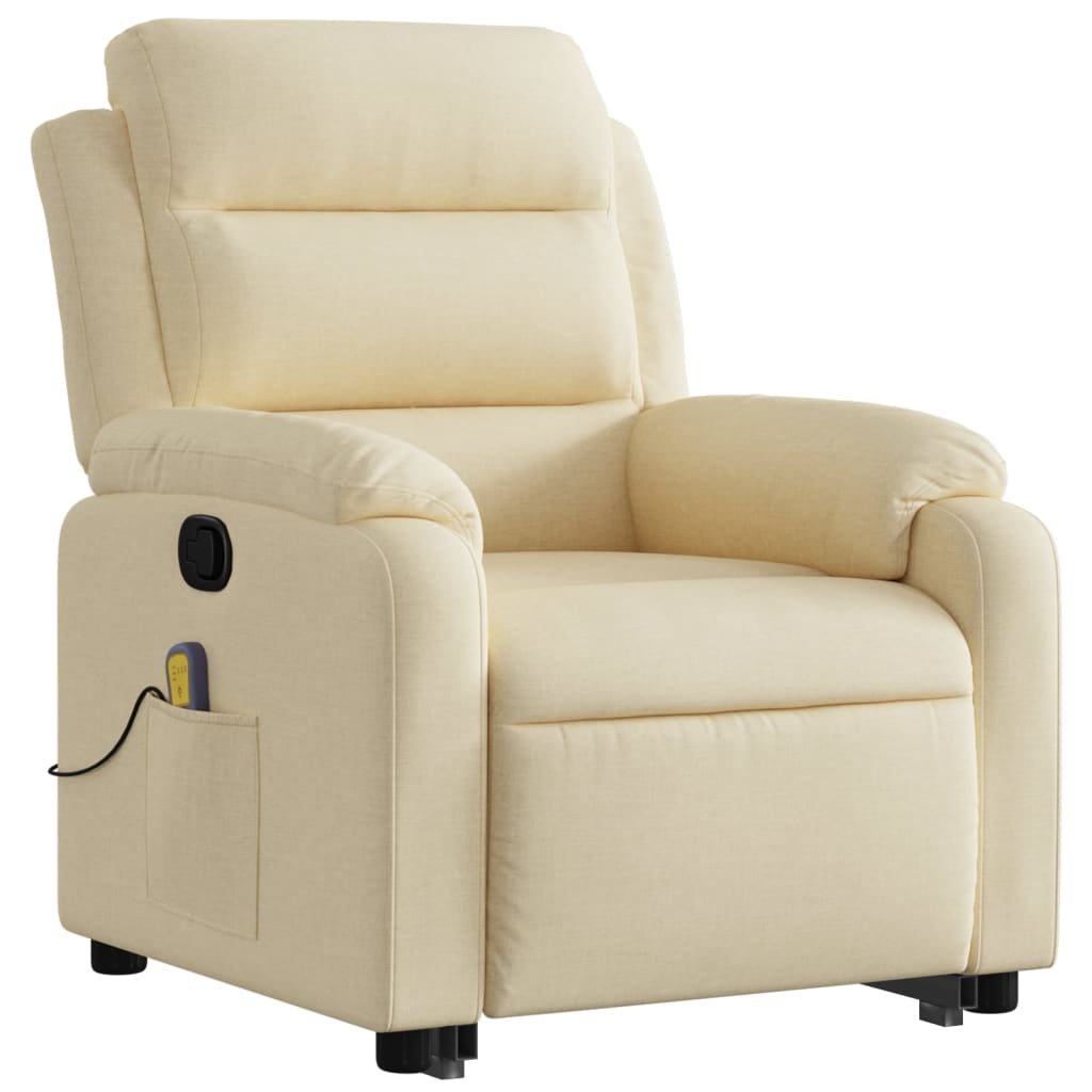 vidaXL Stand up Massage Recliner Chair Cream Fabric-1