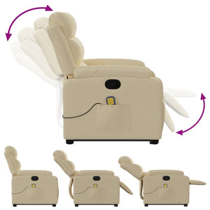 vidaXL Stand up Massage Recliner Chair Cream Fabric-4