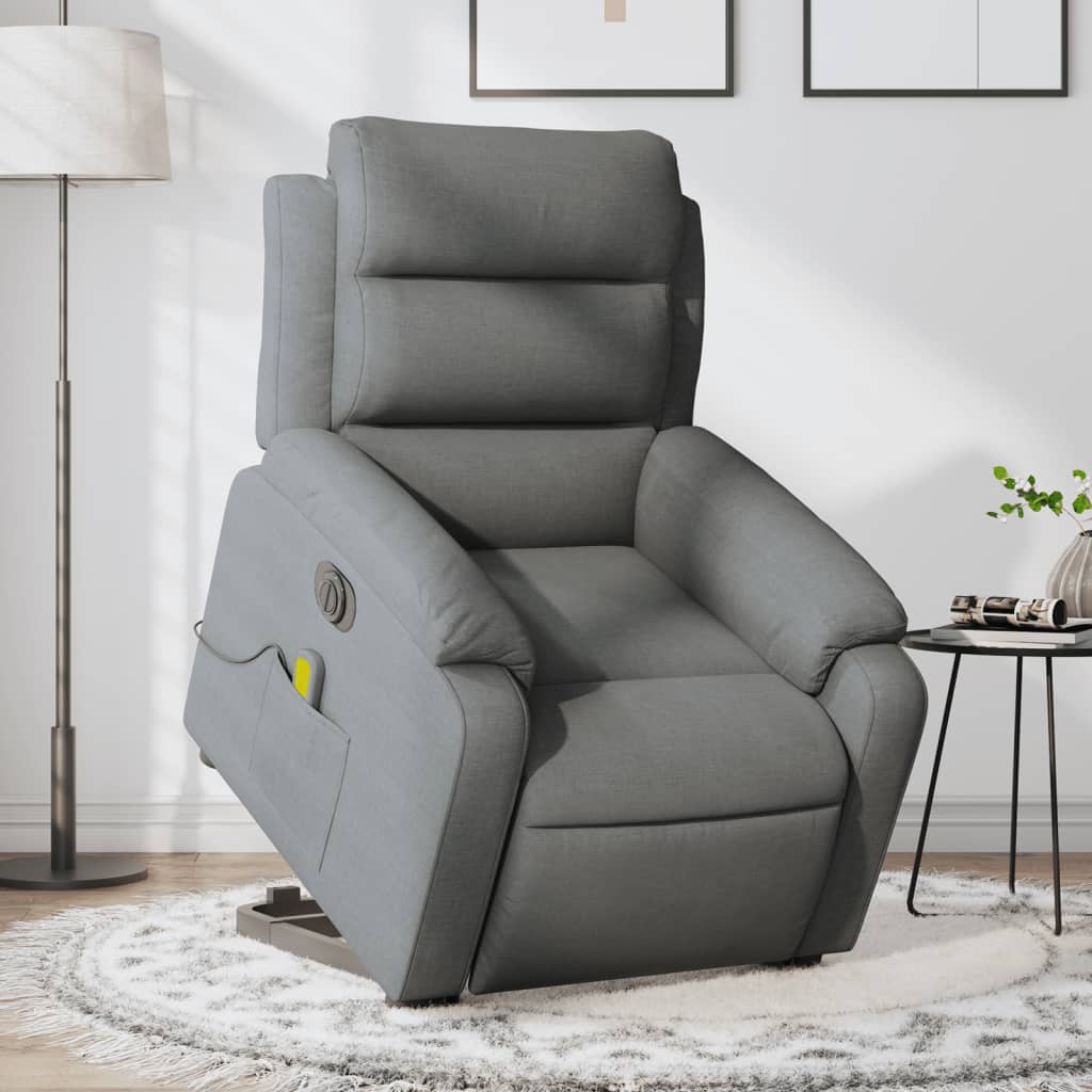 vidaXL Electric Stand up Massage Recliner Chair Dark Gray Fabric-0