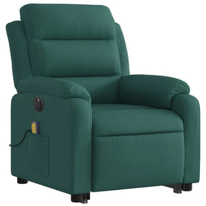 vidaXL Electric Stand up Massage Recliner Chair Dark Green Fabric-1