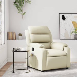 vidaXL Massage Recliner Chair Cream Faux Leather-0