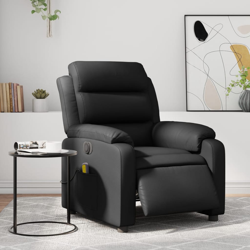 vidaXL Electric Massage Recliner Chair Black Faux Leather-0