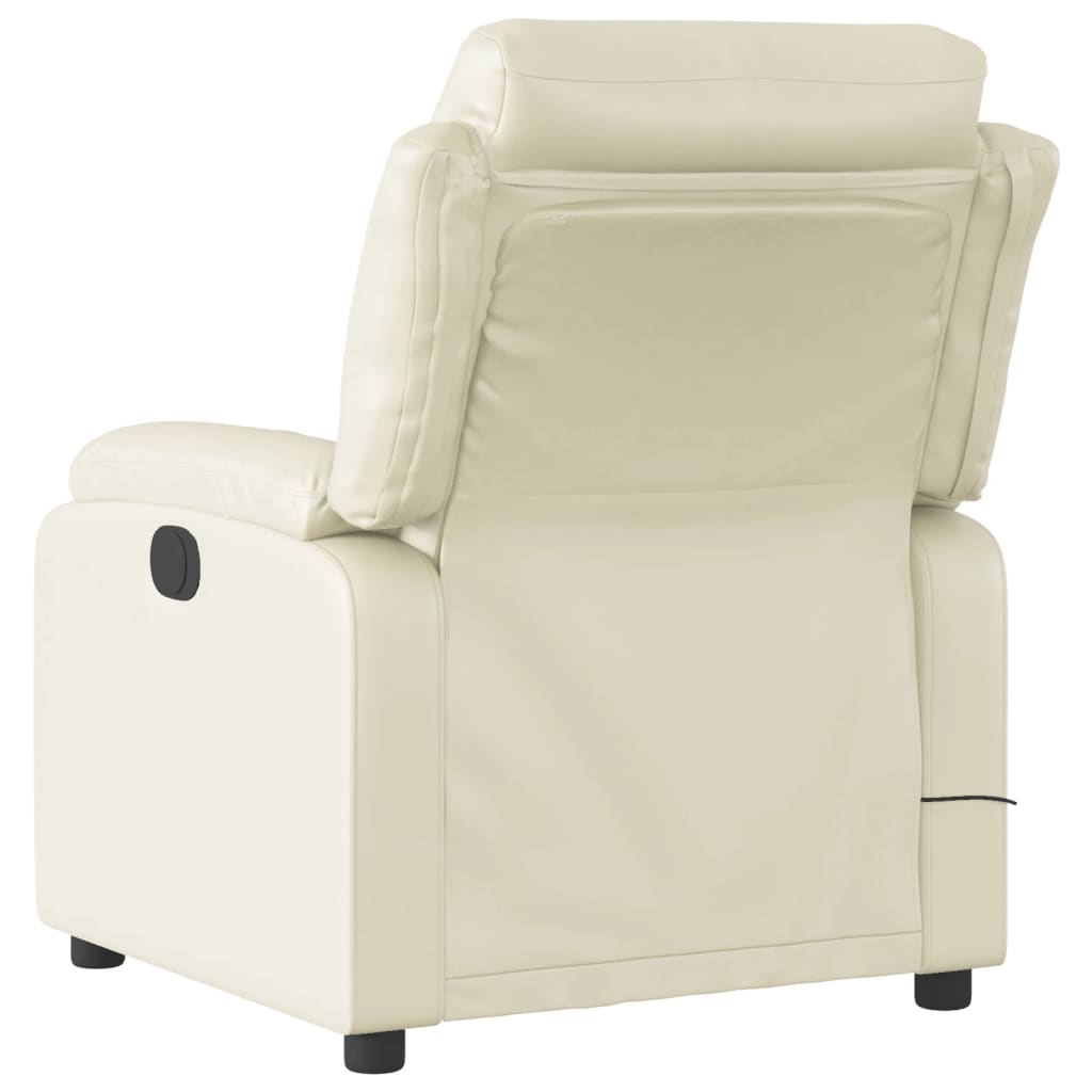 vidaXL Electric Massage Recliner Chair Cream Faux Leather-2