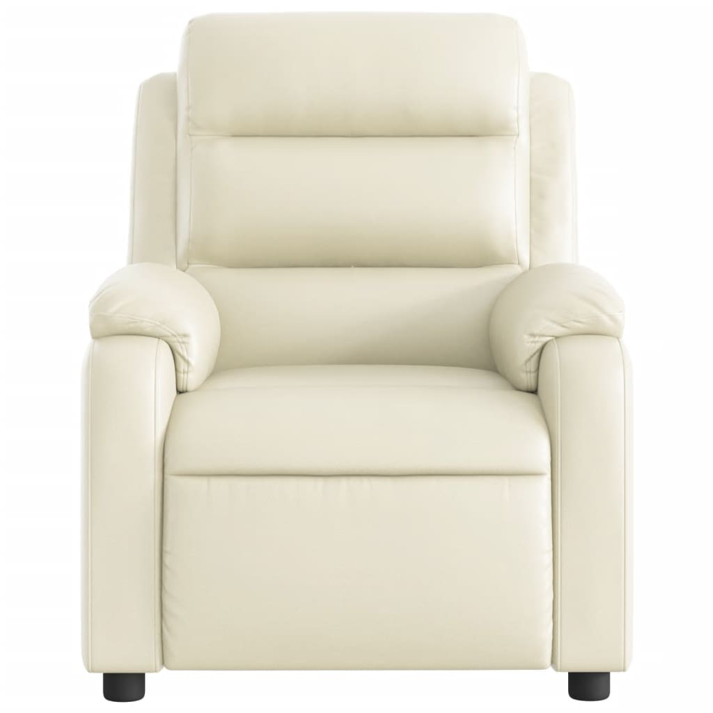 vidaXL Electric Massage Recliner Chair Cream Faux Leather-6