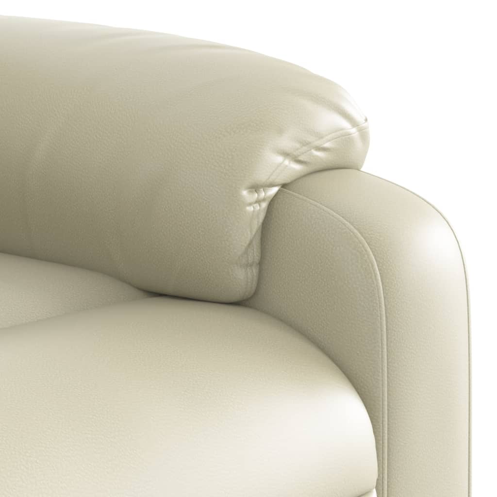 vidaXL Electric Massage Recliner Chair Cream Faux Leather-7