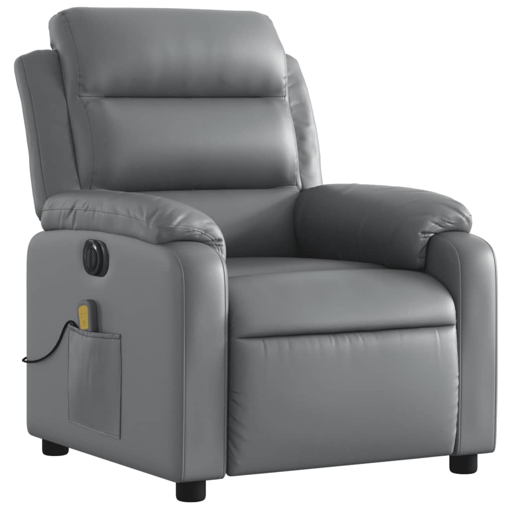 vidaXL Electric Massage Recliner Chair Gray Faux Leather-1