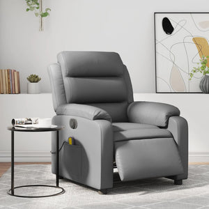 vidaXL Electric Massage Recliner Chair Gray Faux Leather-0