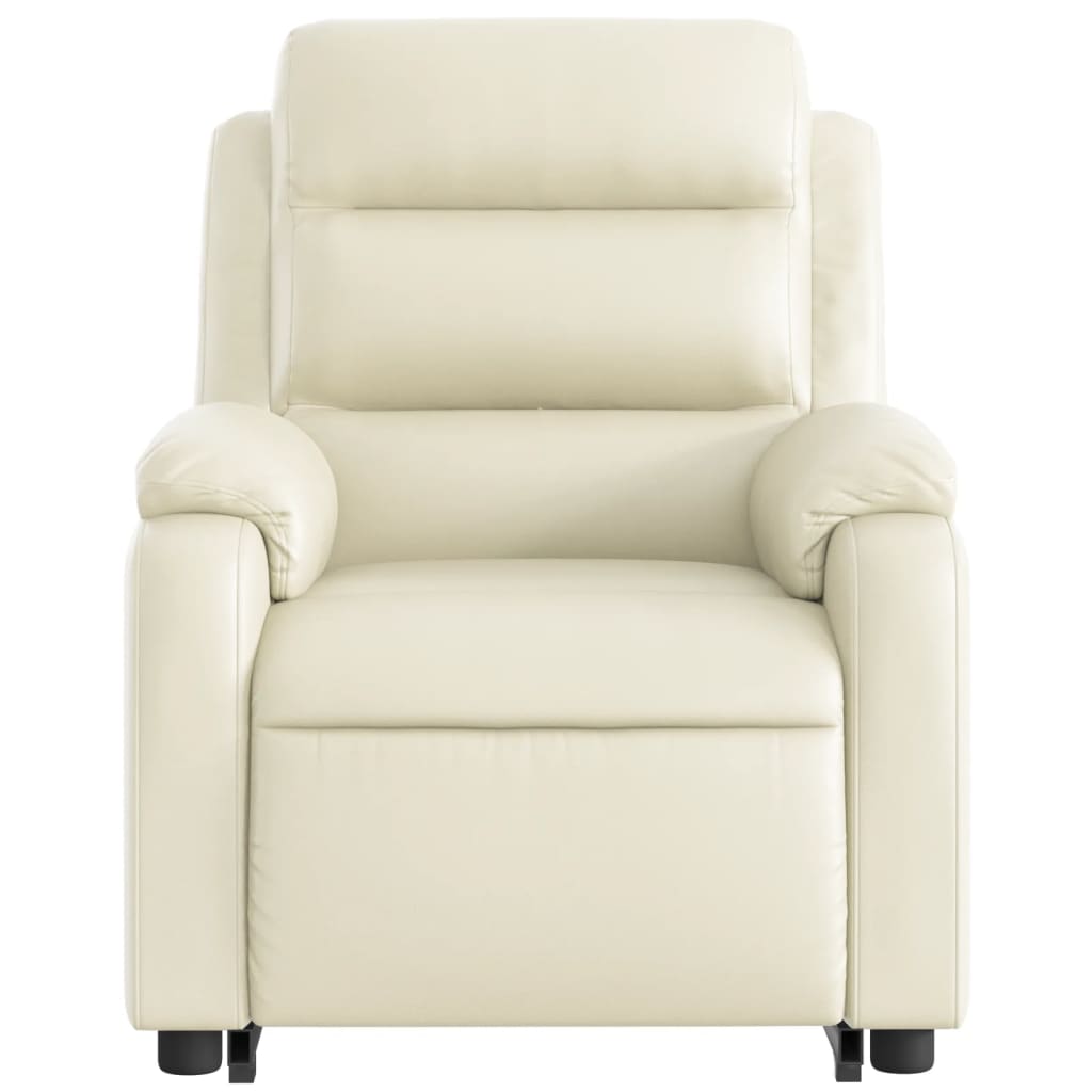 vidaXL Stand up Massage Recliner Chair Cream Faux Leather-6