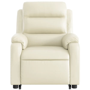 vidaXL Stand up Massage Recliner Chair Cream Faux Leather-6