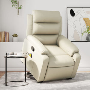 vidaXL Stand up Massage Recliner Chair Cream Faux Leather-0