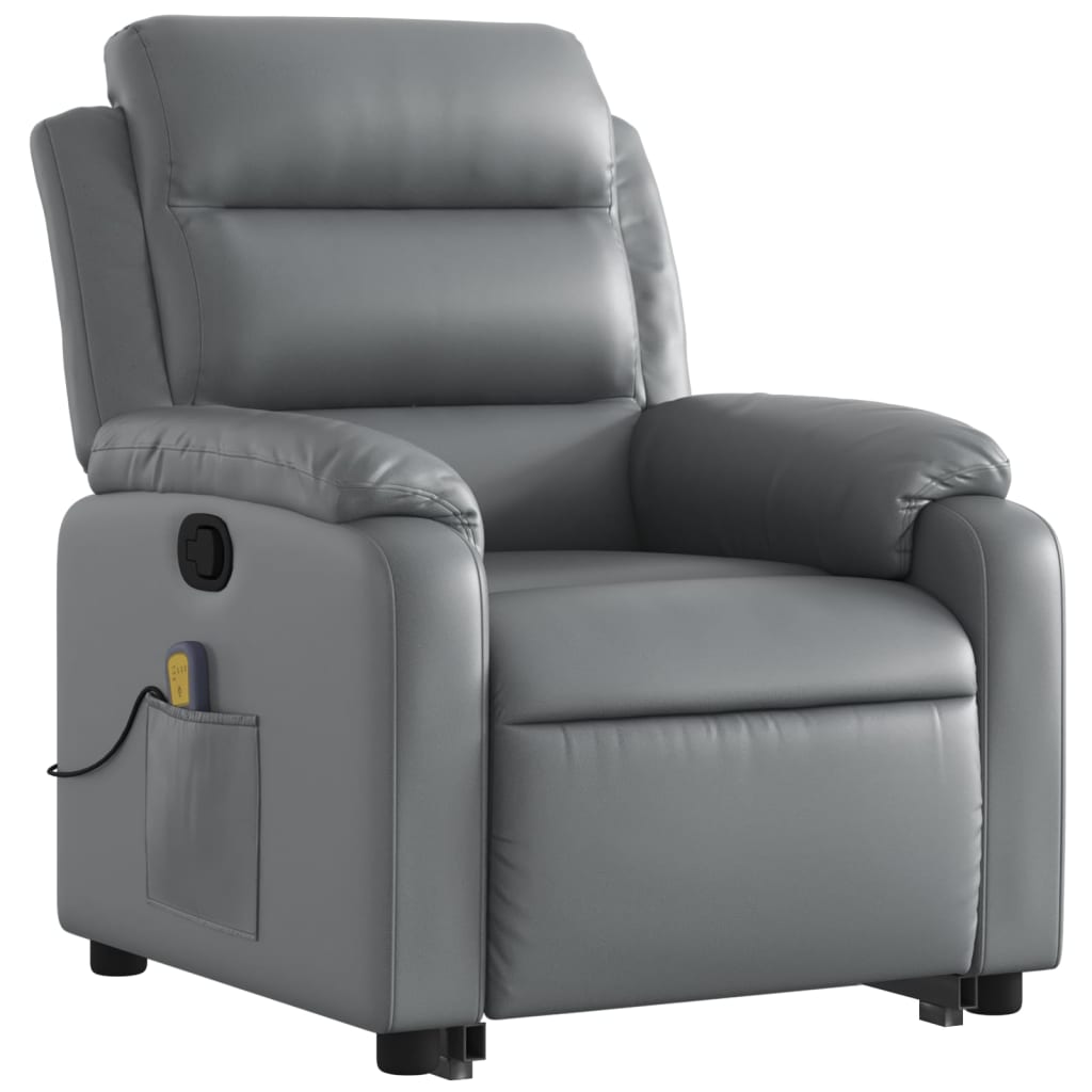 vidaXL Stand up Massage Recliner Chair Gray Faux Leather-1