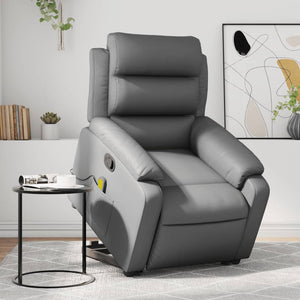 vidaXL Stand up Massage Recliner Chair Gray Faux Leather-0