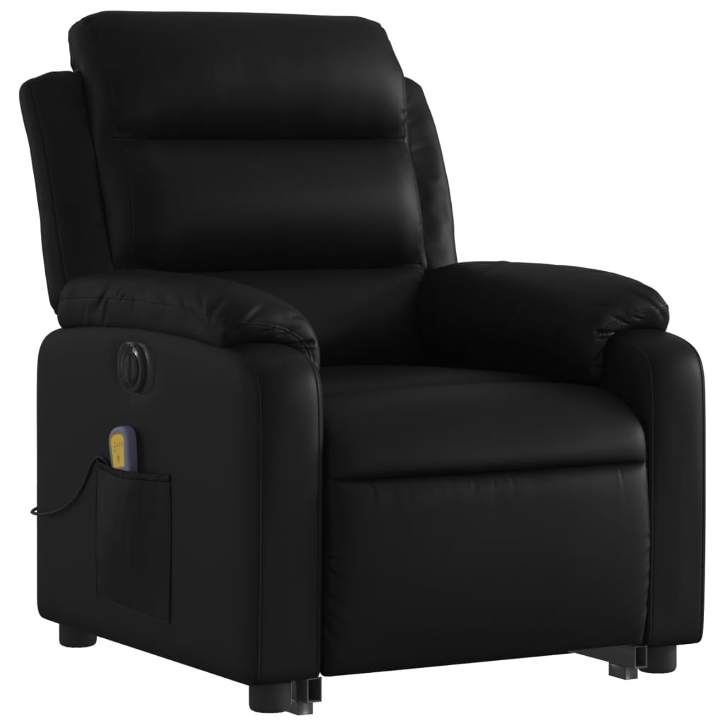 vidaXL Electric Stand up Massage Recliner Chair Black Faux Leather-1