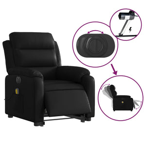 vidaXL Electric Stand up Massage Recliner Chair Black Faux Leather-2