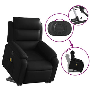 vidaXL Electric Stand up Massage Recliner Chair Black Faux Leather-6