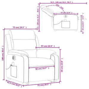 vidaXL Electric Stand up Massage Recliner Chair Cream Faux Leather-8