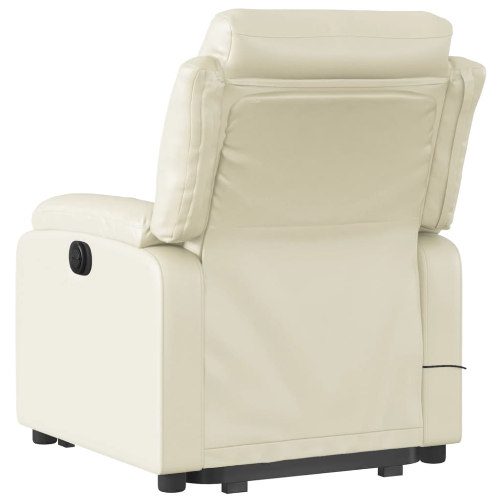 vidaXL Electric Stand up Massage Recliner Chair Cream Faux Leather-2