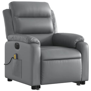 vidaXL Electric Stand up Massage Recliner Chair Gray Faux Leather-1