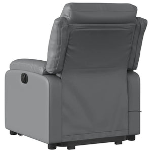 vidaXL Electric Stand up Massage Recliner Chair Gray Faux Leather-2