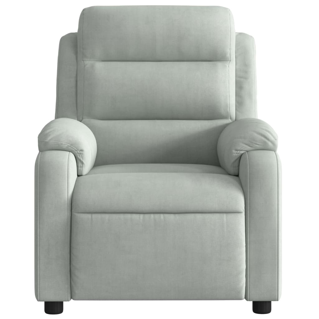 vidaXL Massage Recliner Chair Light Gray Velvet-4