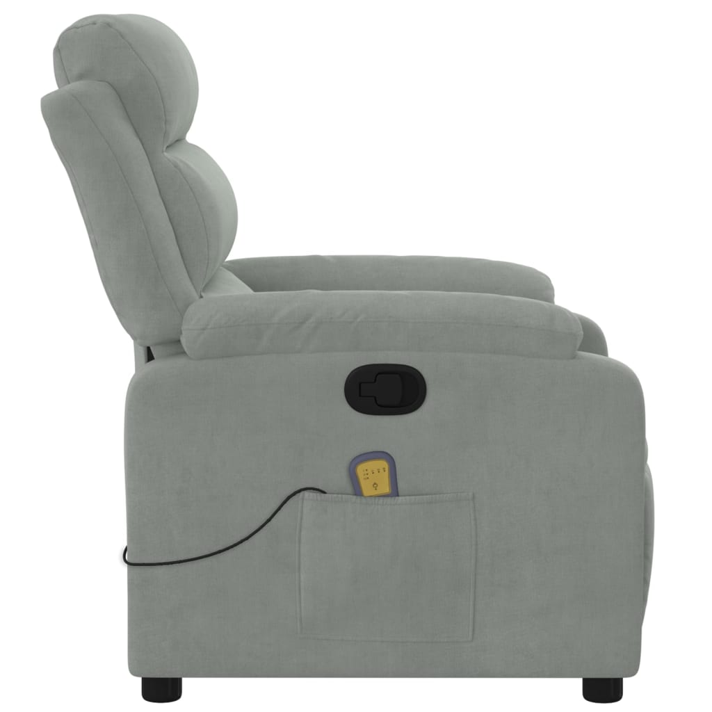 vidaXL Massage Recliner Chair Light Gray Velvet-5