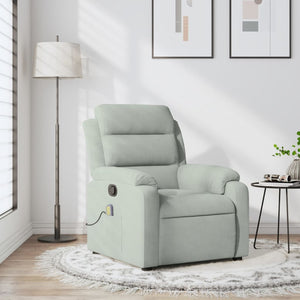 vidaXL Massage Recliner Chair Light Gray Velvet-7