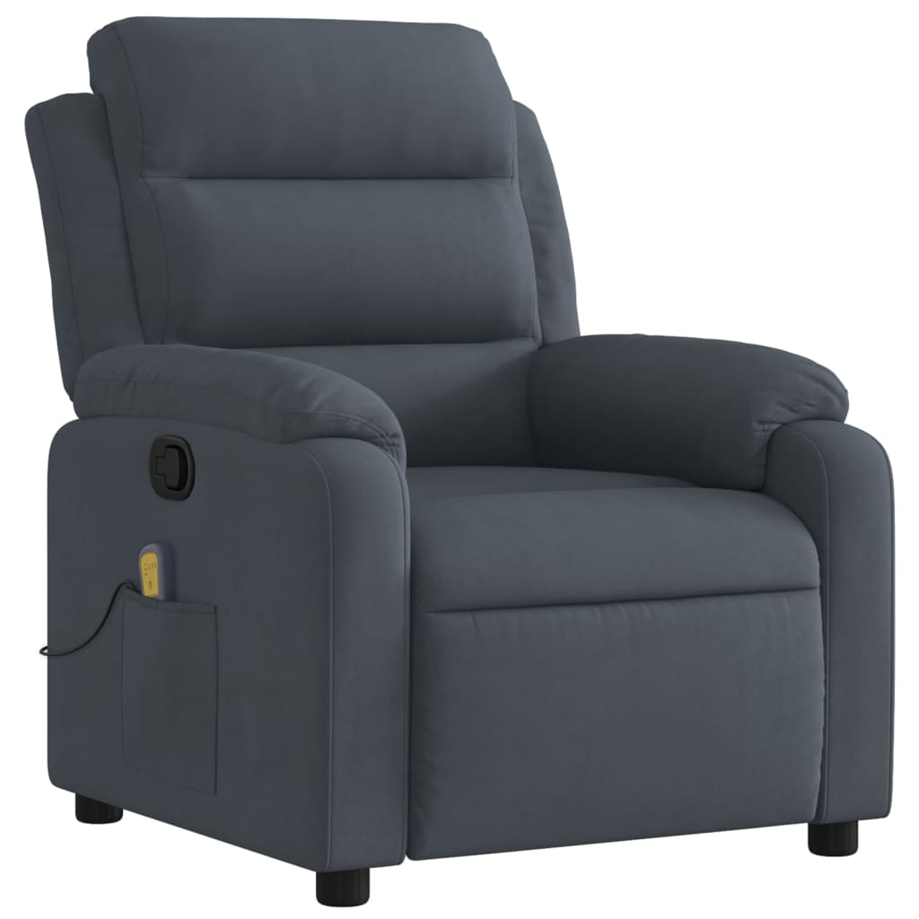 vidaXL Massage Recliner Chair Dark Gray Velvet-0