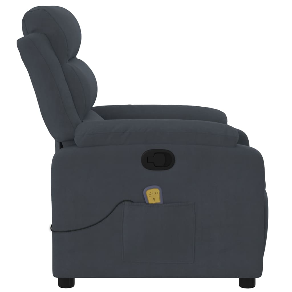 vidaXL Massage Recliner Chair Dark Gray Velvet-5