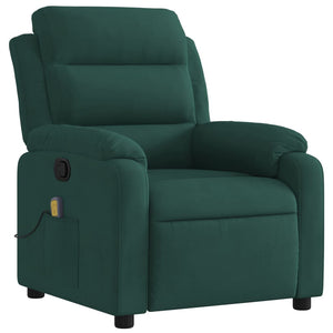 vidaXL Massage Recliner Chair Dark Green Velvet-0