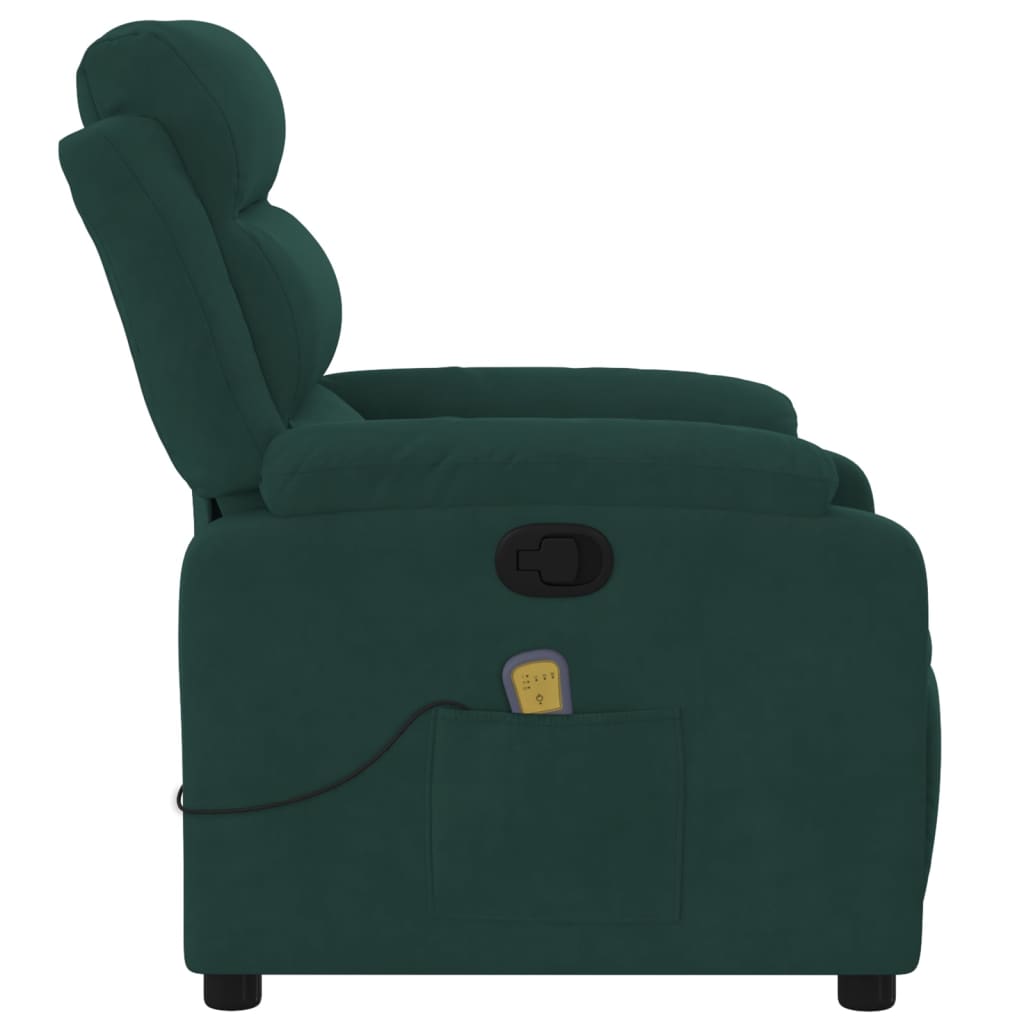 vidaXL Massage Recliner Chair Dark Green Velvet-5