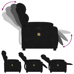 vidaXL Massage Recliner Chair Black Velvet-3