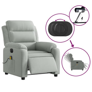 vidaXL Electric Massage Recliner Chair Light Gray Velvet-3