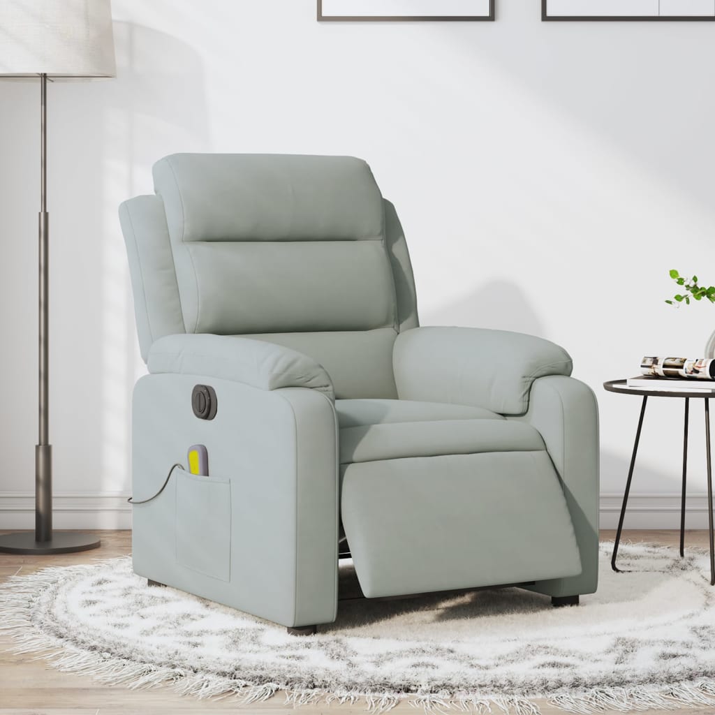 vidaXL Electric Massage Recliner Chair Light Gray Velvet-0