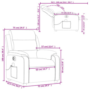 vidaXL Electric Massage Recliner Chair Dark Gray Velvet-8