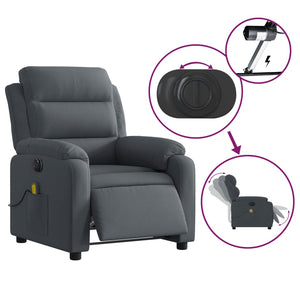 vidaXL Electric Massage Recliner Chair Dark Gray Velvet-3