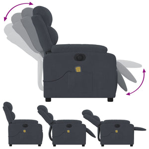 vidaXL Electric Massage Recliner Chair Dark Gray Velvet-4