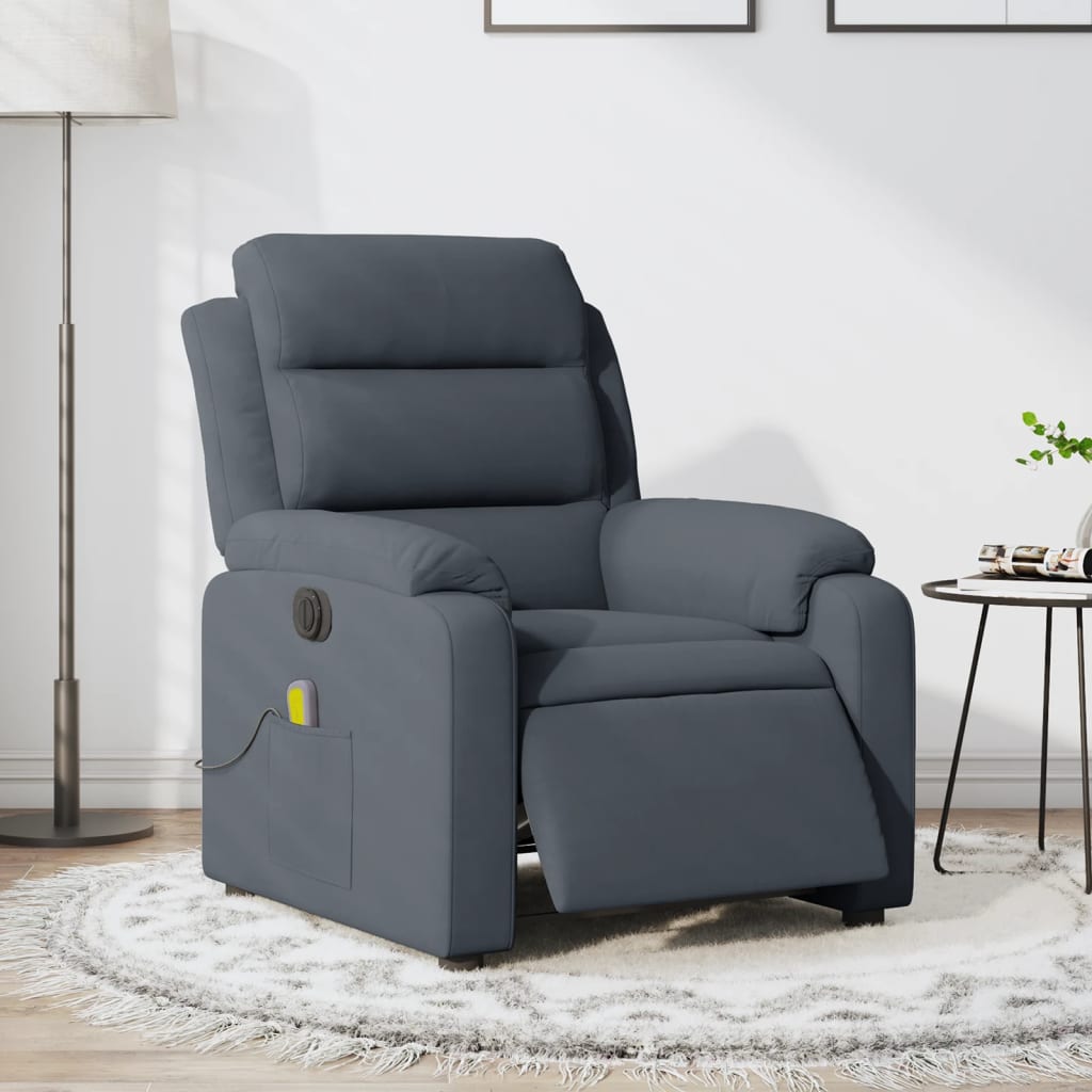 vidaXL Electric Massage Recliner Chair Dark Gray Velvet-0