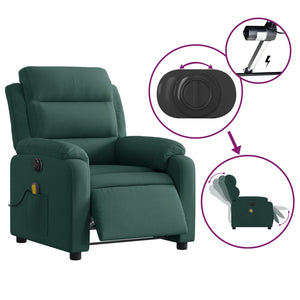 vidaXL Electric Massage Recliner Chair Dark Green Velvet-3