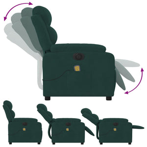 vidaXL Electric Massage Recliner Chair Dark Green Velvet-4